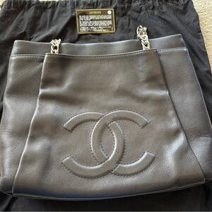Chanel Black Leather Tote Bag